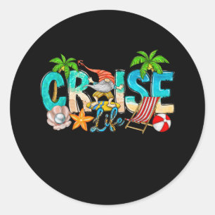 2023 Cruise Life Family Vacation Beach Gnome Match Classic Round Sticker