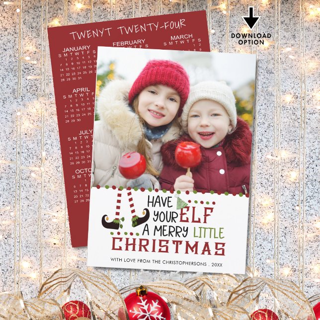 2023 Cute Elf Merry Little Christmas 2024 Calendar Holiday Card (Creator Uploaded)
