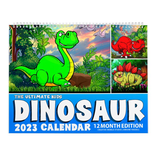 2023 DINOSAUR WORLD CALENDAR: Kids Calendar Print (Cover)