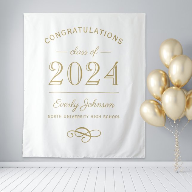 2023 Elegant Gold Custom Graduation Tapestry (Creator Uploaded)