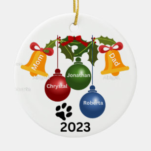 2023 Family Christmas Ornament, personalised Ceramic Ornament