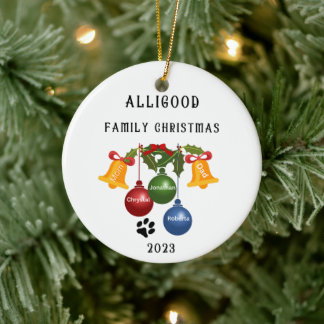 2023 Family Christmas Ornament, personalised  Ceramic Ornament