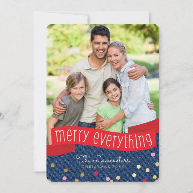 2023 FAMILY PHOTO cute confetti merry everything Holiday Card (Front)