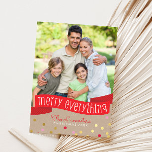 2023 FAMILY PHOTO cute confetti merry everything Holiday Card