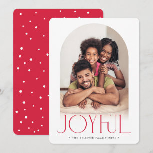2023 FAMILY PHOTO minimalist arch JOYFUL red Announcement