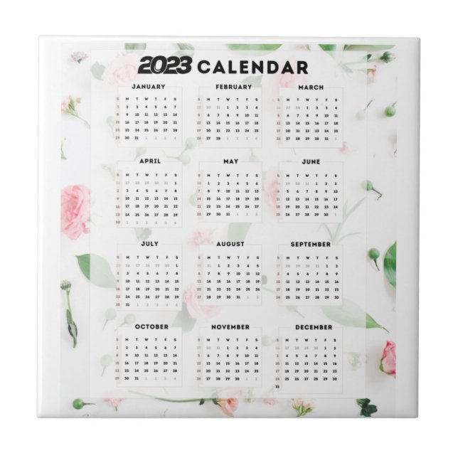 2023 floral calendar ceramic tile (Front)