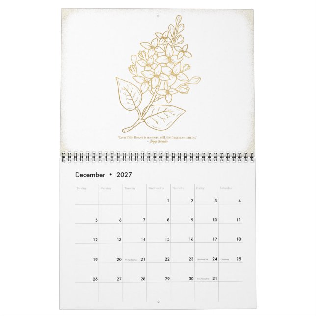 2023 Floral Wall Calendar | Gold (Dec 2027)