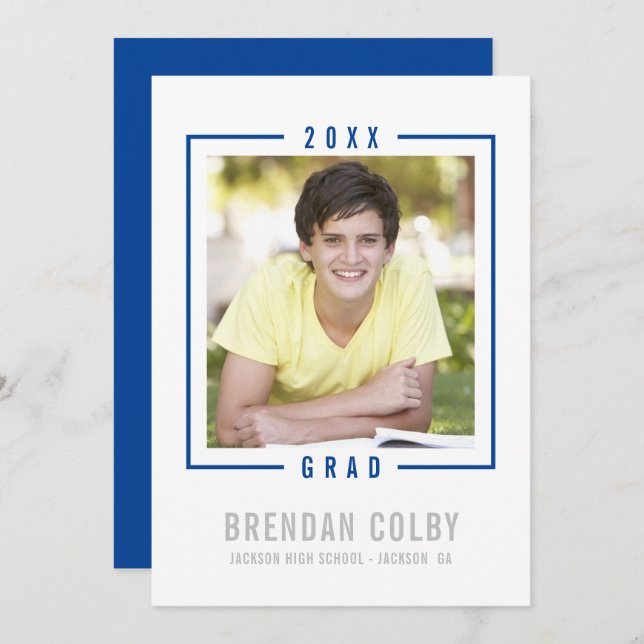 2023 GRAD INVITE simplephoto frame royal blue (Front/Back)