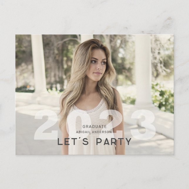 2023 Grad Photo Neutral Party Invitation Postcard (Front)