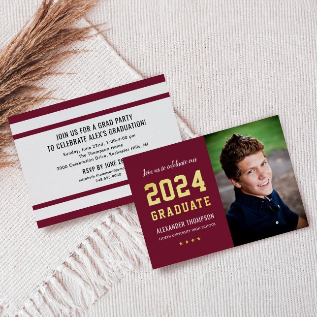 2023 Graduate Burgundy Gold Graduation Party Photo (Creator Uploaded)