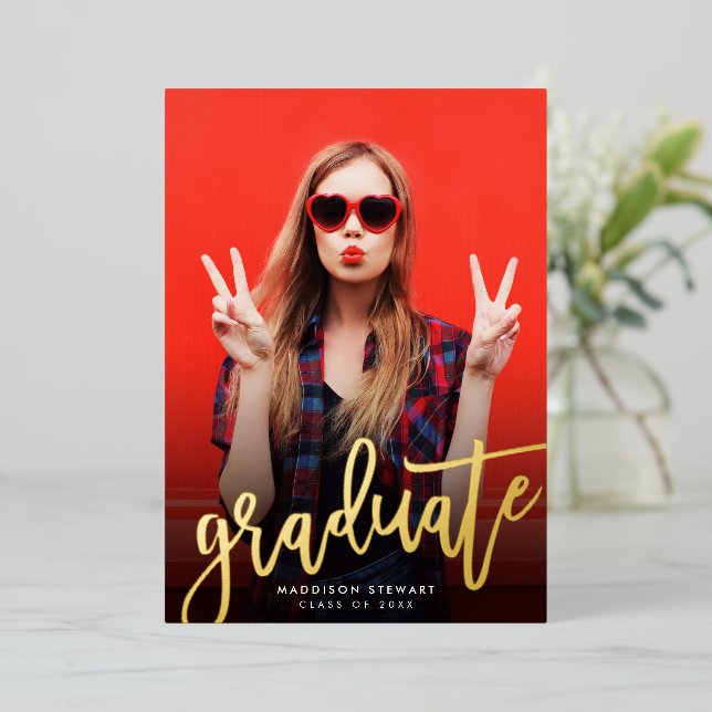 2023 GRADUATE photo modern minimal script gold (Standing Front)