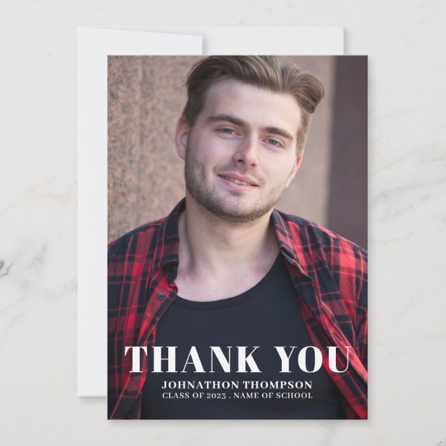 2023 Graduation 2 Photo Flat Thank You Card (Front)