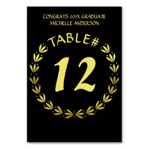2023 Graduation Laurel Wreath Gold Black Custom Table Number