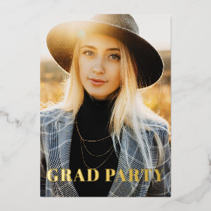 2023 Graduation Party 2 Photo Gold Foil Invitation