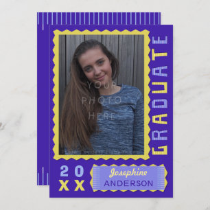 2023 Graduation Party Photo Cute Purple Yellow Mod Invitation
