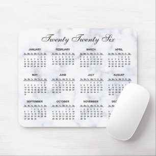 2023 Grey and White Marble Calendar Mouse Pad