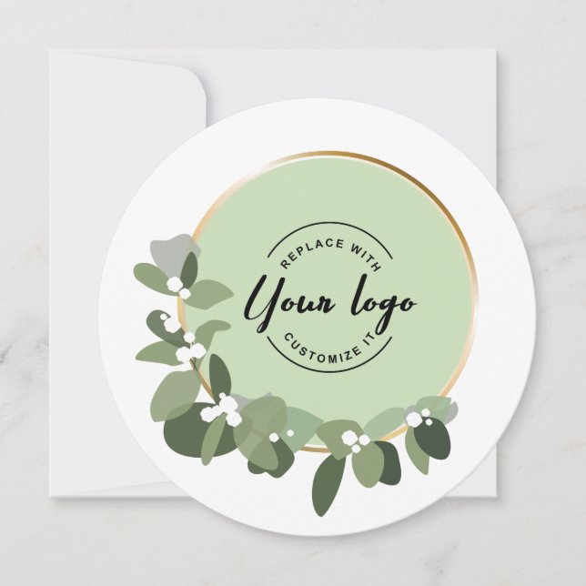 2023 Holiday Corporate Custom Logo Green Wreath  Card (Front)