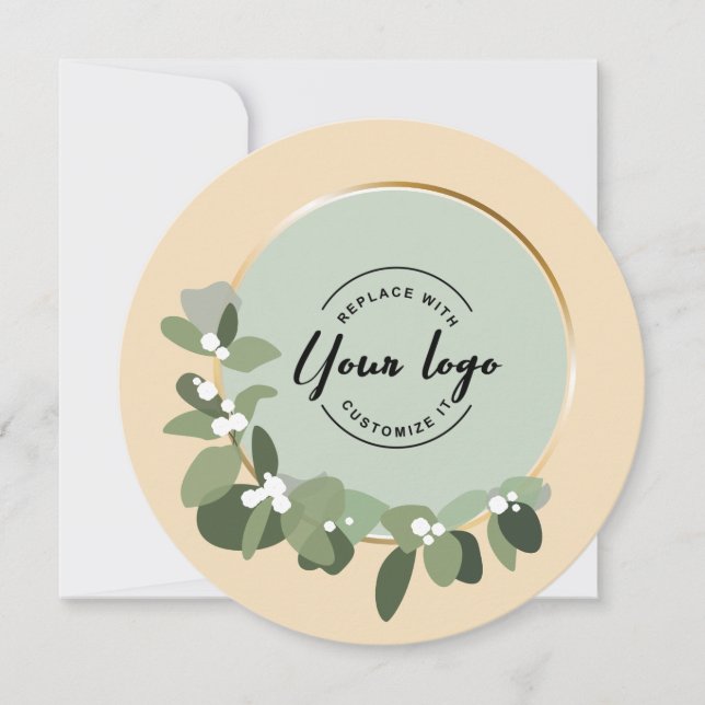 2023 Holiday Corporate Wreath Custom Logo  Card (Front)