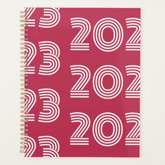2023 Hot Pink Modern Graphic Typography Planner (Front)
