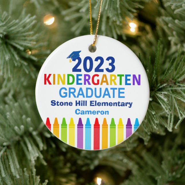 2023 Kindergarten Graduate Cute Custom Graduation Ceramic Ornament (Tree)