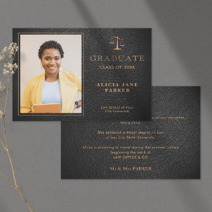 2023 Law school graduation black gold photo Announcement