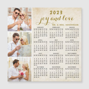 2023 Magnetic Fridge Calendar Custom Photo Beige