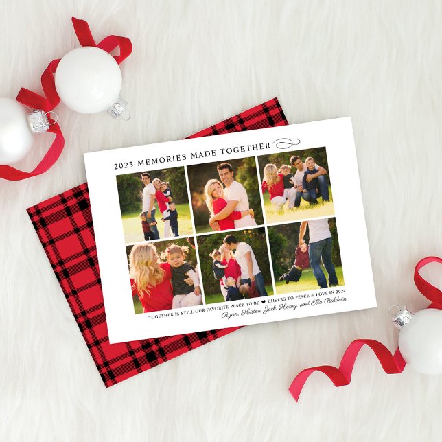 2023 Memories Made Together Elegant Photo Collage Holiday Card (Creator Uploaded)