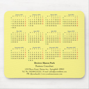 2023 Mini Calendar Monday ISO Week Mouse Pad