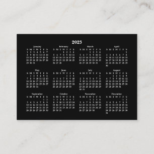 2023 Mini Calendar SUNDAY Start BLACK Business Card