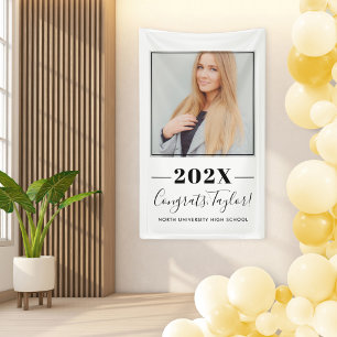 2023 Minimalist Black Custom Photo Graduation Banner