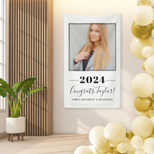2023 Minimalist Black Custom Photo Graduation Banner
