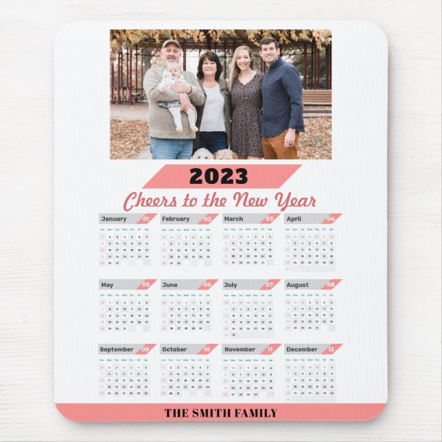 2023 Modern Family Custom Photo with Full Calendar Mouse Pad (Front)