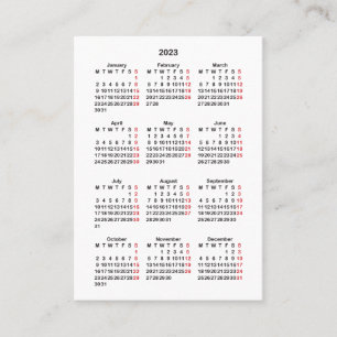 2023 Monday Start Mini-Calendar  Business Card