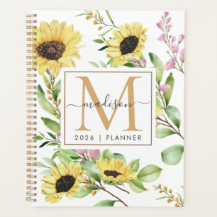 2023 Monogram Sunflower Weekly Monthly Non Dated Planner