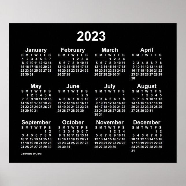 2023 Neon White Wall Calendar by Janz Poster (Front)