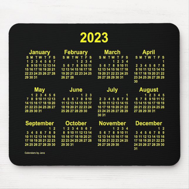 2023 Neon Yellow Calendar by Janz Mouse Pad (Front)