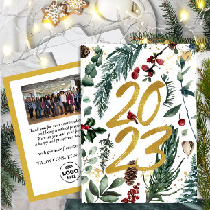 2023 New Year Business Photo Festive Pine Bough Postcard