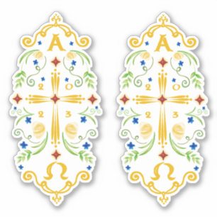 2023 Paschal Candle Blue Flowers Sticker