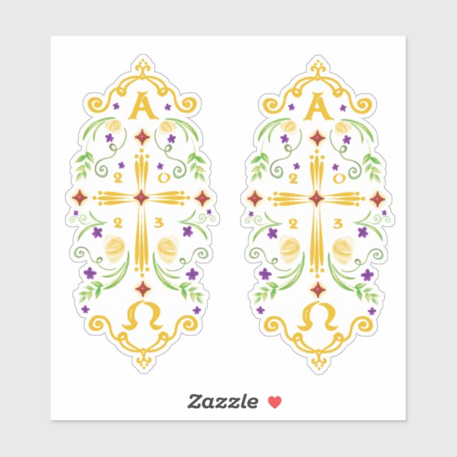 2023 Paschal Candle Purple Flowers Sticker (Sheet)