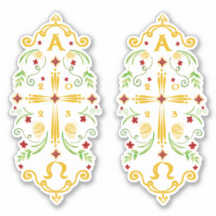 2023 Paschal Candle Red Flowers Sticker