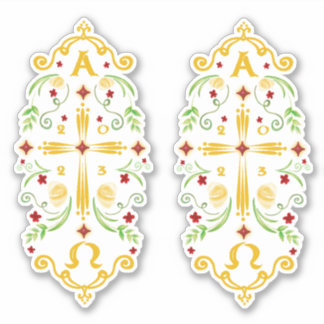 2023 Paschal Candle Red Flowers Sticker
