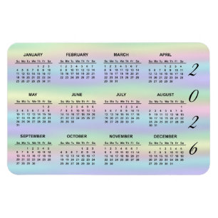 2023 Pastel Rainbow Holographic Calendar Magnet