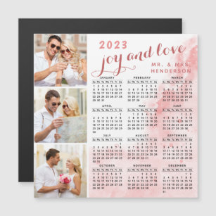 2023 Photo Calendar Fridge Magnet Blush Pink