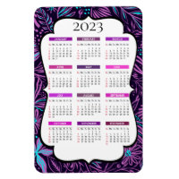 2023 Purple and Blue Tropical Leaves Calendar