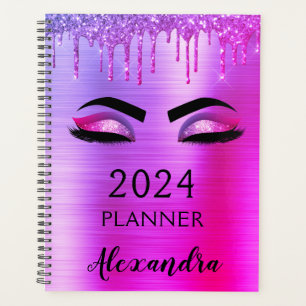 2023 Purple Glitter Sparkle Eyelashes Glam Planner