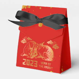 2023 Red Gold Rabbit Chinese New Year Gift Favour Box