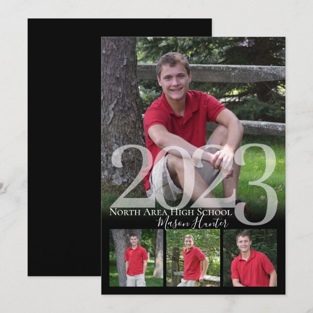 2023 Senior Memories Quad Photo Graduation Invitation (Front/Back)