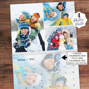 2023 Simple Custom Photo Collage 4 Per Month Calendar