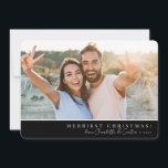 2023 SIMPLE PHOTO merry christmas script black red Holiday Card<br><div class="desc">by kat massard >>> WWW.SIMPLYSWEETPAPERIE.COM <<<
A simple card design with red greeting (you can change it) and name signature.  Maximum area to display your beautiful family too with horizontal photo</div>