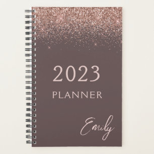 2023 Terracotta Rose Gold Blush Pink Glitter Planner